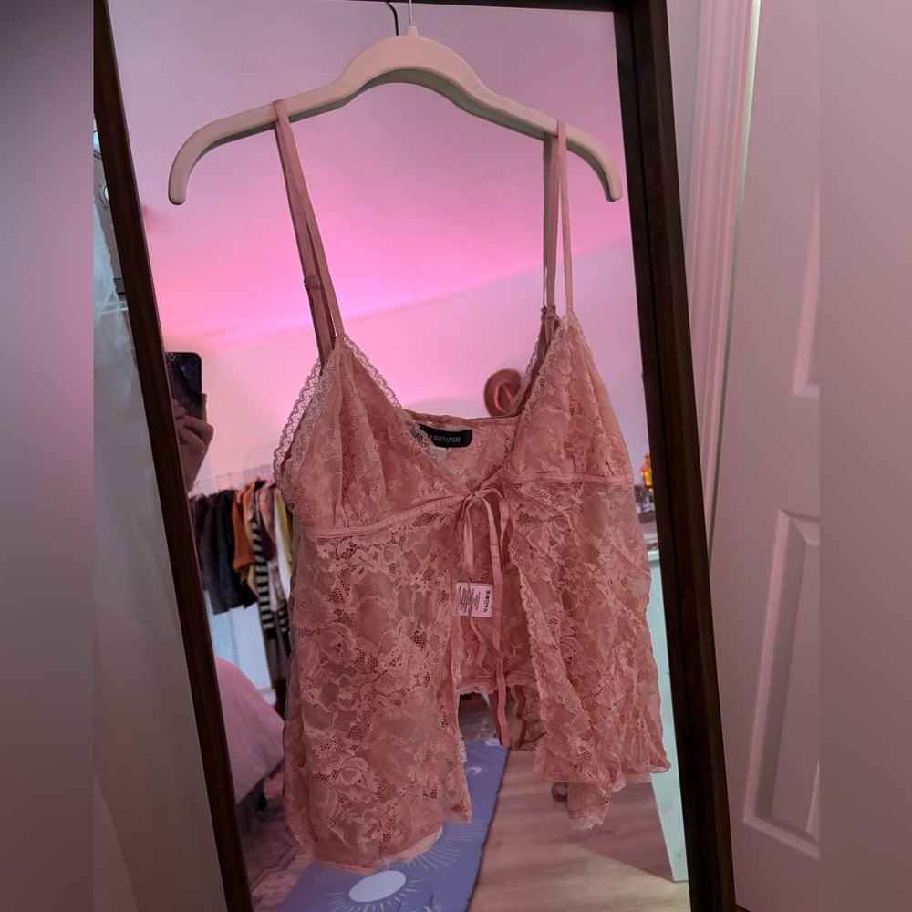 Babydoll lace tie top